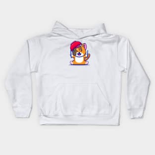 Cute Cat With Ramen Noodle Bowl And Chopstick Cartoon Kids Hoodie